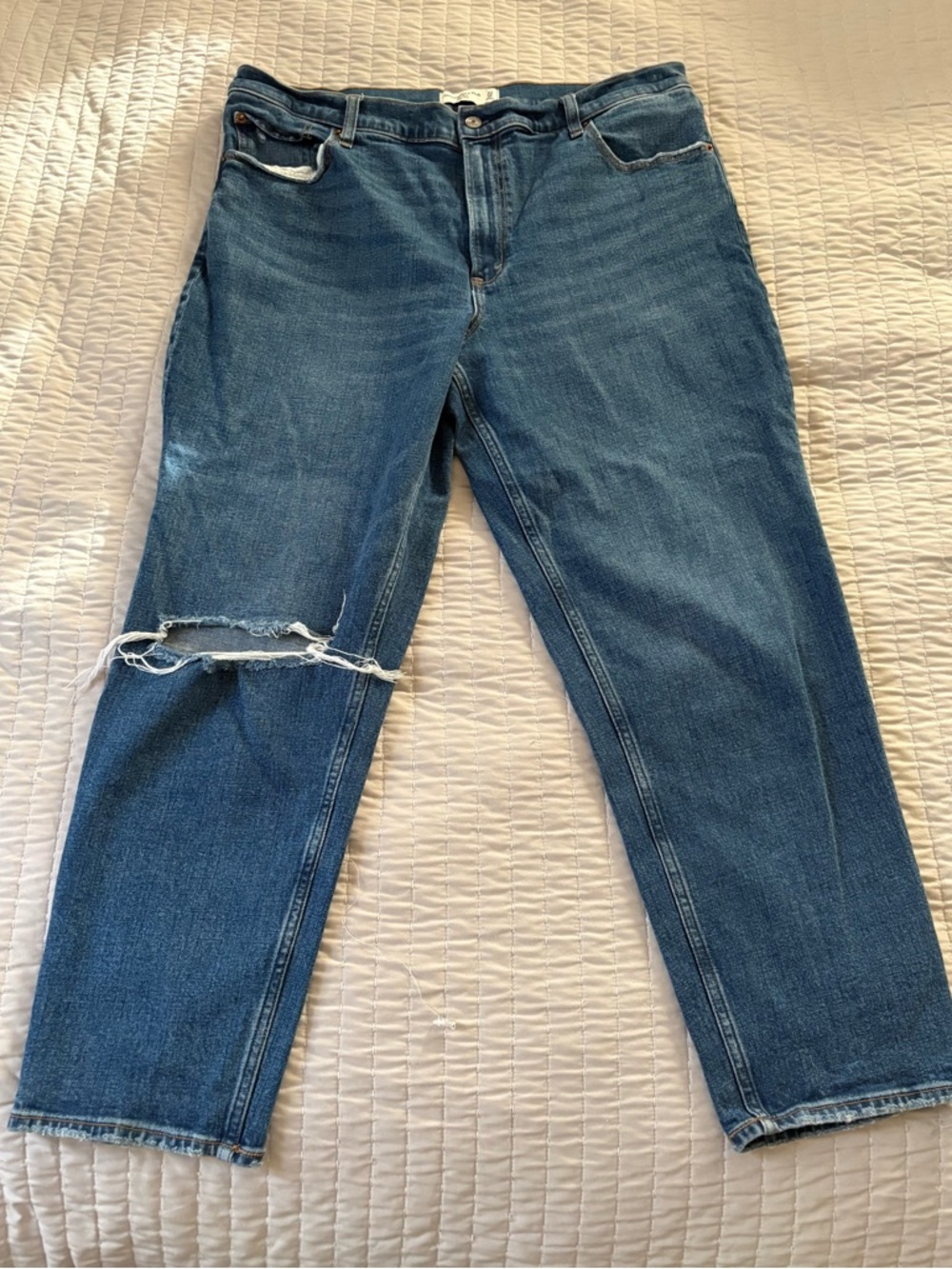 Abercrombie & Fitch Dark Blue Distressed Relaxed Jeans
